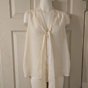TopShop Cream Sleeveless Blouse with Tie Front